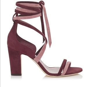 Jimmy Choo Flynn 85 Suede Vino Heels